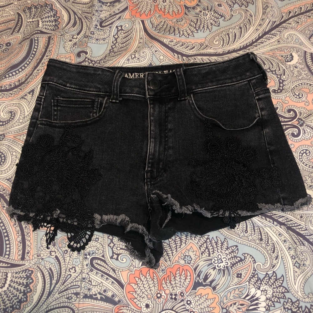 Black jean shorts